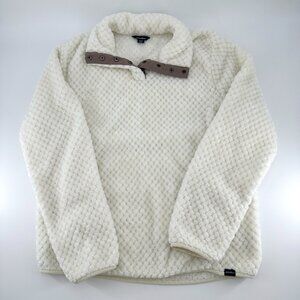 Eddie Bauer Womens Coconut Milk Snap Collar Sherpa Fleece Pullover Size XL